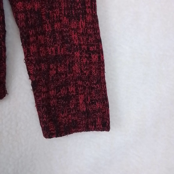 Investments Womens Sweater L Red Black Chunky Knit Mock Neck Relaxed Fit - Picture 11 of 13